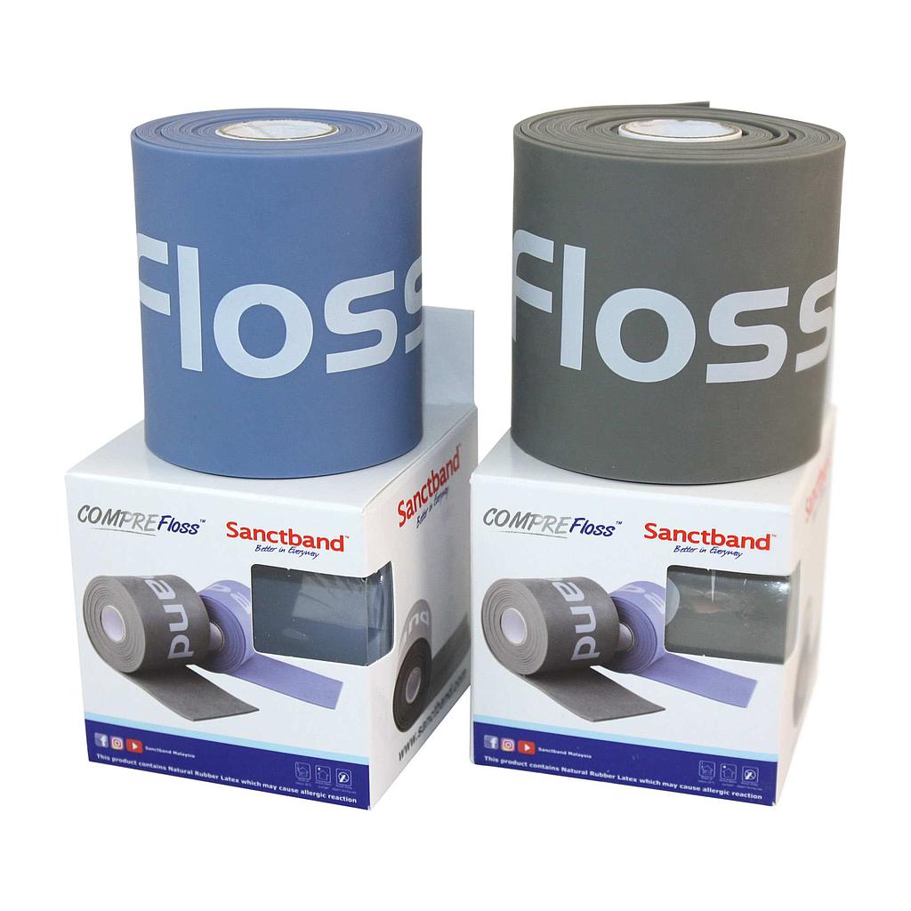 Flossband 2er Set, 7,5 cm x 2,06 m, Blaubeere, Grau