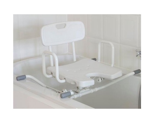 [ Art.-Nr. BERT78062300] Drehbarer Aluminium-Badewannensitz mit Armlehnen und Rückenlehne